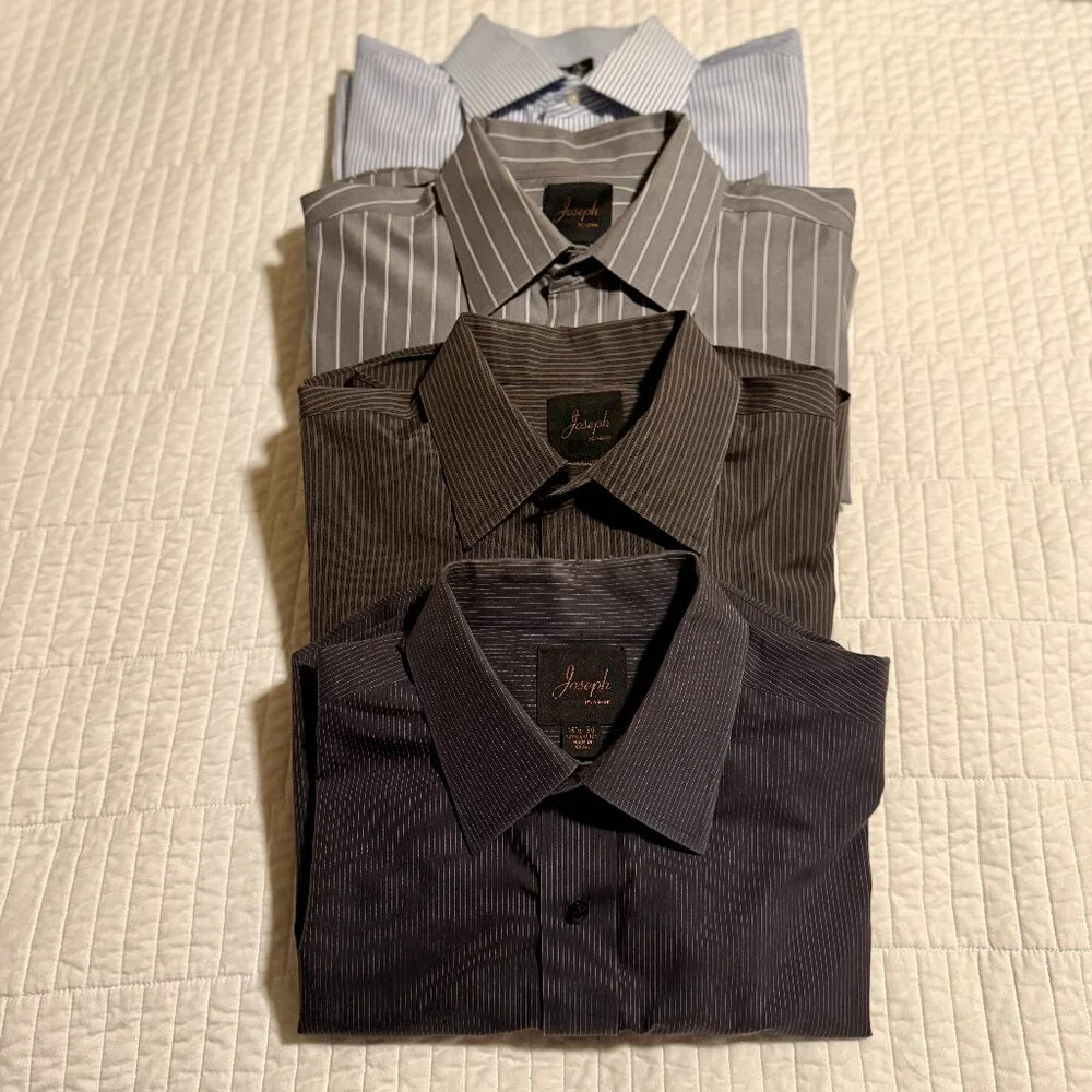 JOSEPH A BANKS MENS DRESS SHIRTS, SET OF 4, SIZE 16.5 X 34, 100% NO-IRON COTTON - Picture 2 of 16
